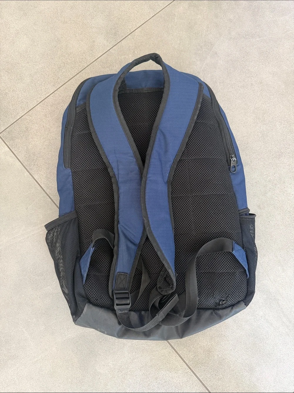Nike Blue and Black Sports Backpack with White Swoosh